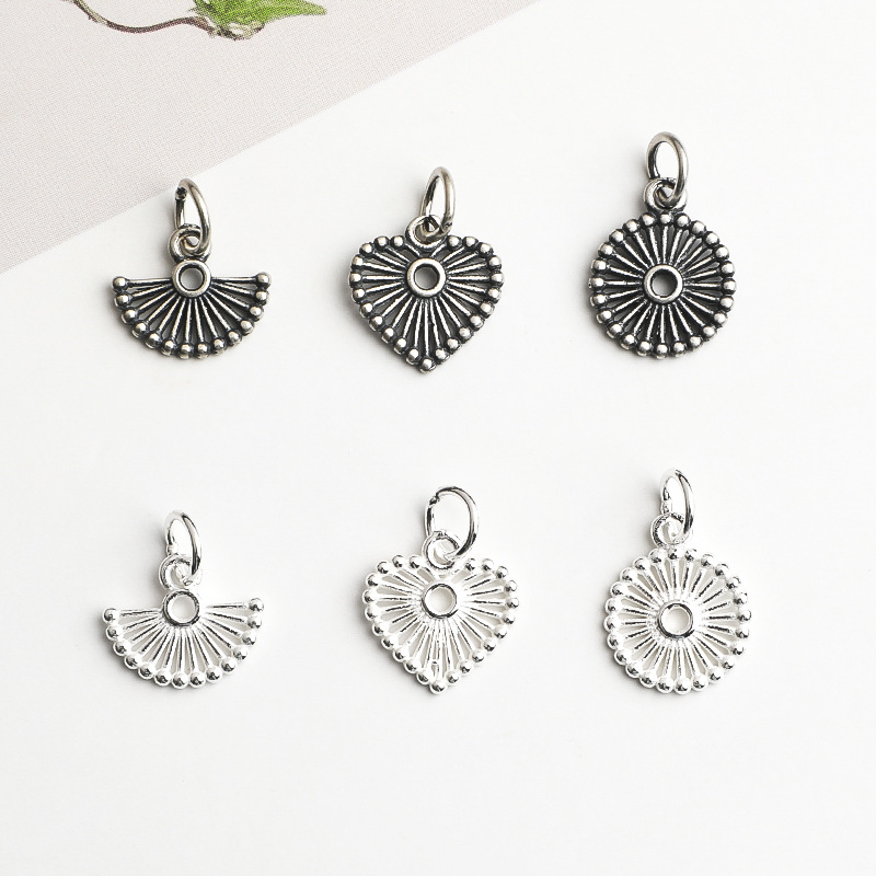 Jewelry Making In La - 925 Silver Pendant Hollowed-out Round Heart