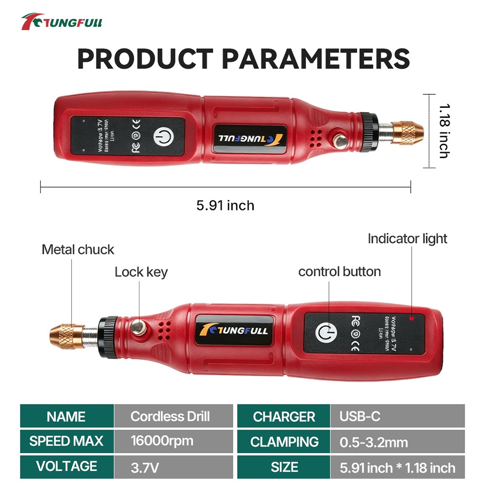 TUNGFULL 3.7V Cordless Rotary  - đánh giá và giá Jewelry Making Drill